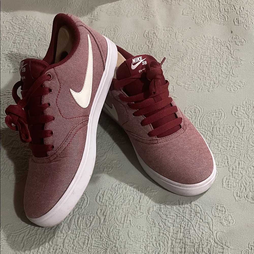 Nike Women's Burgundy and White Sneakers